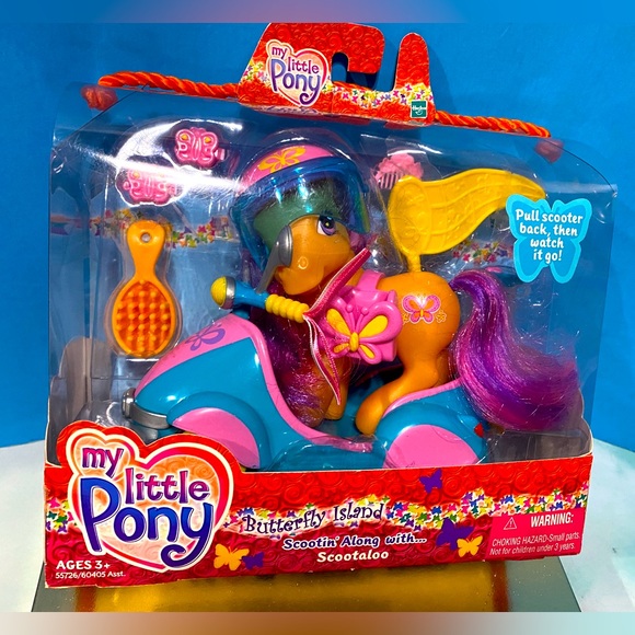 MY LITTLE PONY G3 NWT VTG 2004 BUTTERFLY ISLAND SCOOTIN ALONG WITH SCOOTALOO - Picture 1 of 16